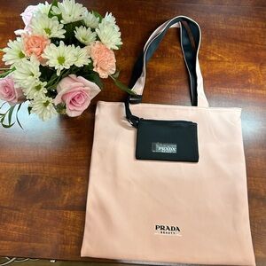 Prada Reversible Soft Pink/Black Tote with Black Coin Purse NEW